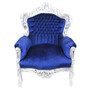 Casa Padrino Barock Sessel King Royalblau / Silber - Barock M�bel Antik Stil