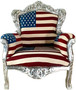 Casa Padrino Barock Sessel King USA Design / SIlber - USA Barock M�bel Thron 