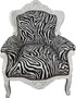 Casa Padrino Barock Sessel King Zebra / Wei� - Antik Stil M�bel Schwarz Wei� 