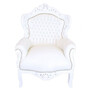 Casa Padrino Barock Sessel King in wei�er Lederoptik mit Glitzersteinen - Limited Edition 