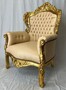 Casa Padrino Barock Kunstleder Sessel Beige / Gold - Barock Wohnzimmer M�bel