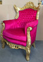Casa Padrino Barock Sessel Pink / Gold - Handgefertigter Massivholz Wohnzimmer Sessel - Antik Stil Wohnzimmer Sessel - Wohnzimmer M�bel im Barockstil - Barock M�bel