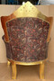 Casa Padrino Barock Sessel Mehrfarbig / Gold - Handgefertigter Massivholz Wohnzimmer Sessel mit Kunstleder - Antik Stil Wohnzimmer Sessel - Barock Wohnzimmer M�bel