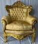 Casa Padrino Barock Sessel mit Glitzersteinen Gold Muster / Gold - Barockstil Wohnzimmer M�bel 