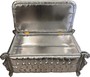 Casa Padrino Barock Sitzbank (Truhe) Silber Lederoptik / Silber - Antik Truhe Truhen Bank - M�bel Barock