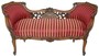 Casa Padrino Barock Sitzbank Bordeauxrot / Beige / Braun 150 x 55 x H. 80 cm - Prunkvolle gestreifte Massivholz Bank - Barock Wohnzimmer M�bel 