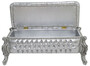 Casa Padrino Barock Sitzbank / Truhe Silber Lederoptik / Silber - Gepolsterte Massivholz Bank mit Glitzersteinen - M�bel im Barockstil