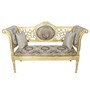 Casa Padrino Barock Sitzbank Grau Creme Muster / Gold 155 x 50 x H. 70 cm - Antikstil Sitzbank 