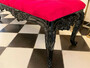 Casa Padrino Barock Sitzbank Rot / Schwarz - Gepolsterte Massivholz Bank mit edlem Samtstoff und Glitzersteinen - Handgefertigte Barock M�bel - Edel & Prunkvoll