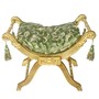 Casa Padrino Barock Sitzhocker - Kreuzhocker Gr�n Muster / Gold - Antik M�bel  
