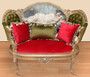 Casa Padrino Barock Sofa Gr�n / Rot / Mehrfarbig / Gold - Handgefertigtes Wohnzimmer Sofa im Barockstil - Prunkvolle Barock Wohnzimmer M�bel