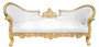 Casa Padrino Barock Sofa Vampire Wei� / Gold 200 x 75 x H. 82 cm - Handgefertigte Lounge Couch mit Lederoptik - Limited Edition - Barockm�bel 