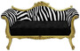 Casa Padrino Barock Sofa mit Zebra Muster Schwarz / Wei� / Gold - Handgefertigtes Wohnzimmer Sofa im Barockstil - Barock Wohnzimmer M�bel 