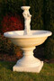 Casa Padrino Barock Springbrunnen Beige  102 x H. 136 cm - Prunkvoller Gartenbrunnen im Barockstil - Runder Gartendeko Stein Brunnen - Barock Garten Deko Accessoires 