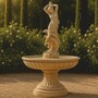 Casa Padrino Barock Springbrunnen Beige  152 x H. 240 cm - Prunkvoller Gartenbrunnen