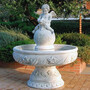 Casa Padrino Barock Springbrunnen Engel Grau  125 x H. 153 cm - Runder Gartenbrunnen im Barockstil - Runder Gartendeko Brunnen - Barock Garten Deko Accessoires - Luxus Qualit�t - Made in Italy 