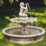 Casa Padrino Barock Springbrunnen Grau  192 x H. 159 cm - Eleganter Gartenbrunnen mit Umrandung - Barock & Jugendstil Gartendeko Brunnen