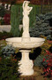 Casa Padrino Barock Springbrunnen Beige  110 x H. 180 cm - Prunkvoller Gartenbrunnen im Barockstil - Runder Gartendeko Stein Brunnen - Barock Garten Deko Accessoires 