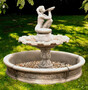 Casa Padrino Barock Springbrunnen Umrandung Grau  192 x H. 36 cm - Runde Gartenbrunnen Umrandung - Brunnen Umrandung - Prunkvolle Gartendeko im Barockstil