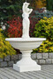 Casa Padrino Barock Springbrunnen Wei�  102 x H. 171 cm - Prunkvoller Gartenbrunnen im Barockstil - Runder Gartendeko Stein Brunnen - Barock Garten Deko Accessoires
