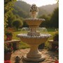 Casa Padrino Barock Springbrunnen mit Wasserd�senring Beige  153 x H. 270 cm - Prunkvoller Gartenbrunnen - Garten & Terrassen Deko