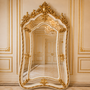 Casa Padrino Barock Standspiegel Creme / Gold 100 x H. 200 cm - mit Engelsfiguren - Handgefertigter Antik Stil Ganzk�rperspiegel - Garderoben Spiegel - Schlafzimmer Spiegel - Barock M�bel 
