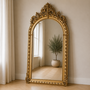 Casa Padrino Barock Standspiegel Gold 115 x H. 215 cm - Handgefertigter Antik Stil Ganzk�rperspiegel - Garderoben Spiegel - Schlafzimmer Spiegel - Barock M�bel 
