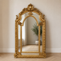 Casa Padrino Barock Standspiegel Gold 115 x H. 215 cm - mit Engelsfiguren - Handgefertigter Antik Stil Ganzk�rperspiegel - Garderoben Spiegel - Schlafzimmer Spiegel - Barock M�bel 