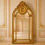 Casa Padrino Barock Standspiegel Gold 115 x H. 215 cm - mit Putto Medaillon und Bl�ten Bekr�nung - Handgefertigter Antik Stil Ganzk�rperspiegel - Garderoben Spiegel - Schlafzimmer Spiegel - Barock M�bel 