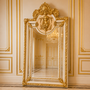 Casa Padrino Barock Standspiegel Wei� / Gold 115 x H. 220 cm - mit Damen Relief - Handgefertigter Antik Stil Ganzk�rperspiegel - Garderoben Spiegel - Schlafzimmer Spiegel - Barock M�bel 