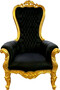 Casa Padrino Barock Thron Sessel Schwarz / Gold - Riesen Sessel Majestic Medium im Barockstil - Barock Mbel 