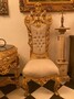 Casa Padrino Barock Thron Stuhl Creme / Gold - Handgefertigter Hochlehn Esszimmer Stuhl mit Samtstoff und Glitzersteinen - Barock Esszimmer M�bel