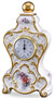 Casa Padrino Barock Tischuhr Wei� / Gold / Mehrfarbig 17 x 12 x H. 30 cm - Prunkvolle Barock Keramik Uhr mit Blumen Design 