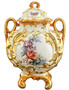 Casa Padrino Barock Keramik Vase mit Deckel und 2 Tragegriffen Wei� / Gold / Mehrfarbig  12 x H. 34 cm - Blumenvase im Barockstil 