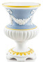 Casa Padrino Barock Vase Wei� / Hellblau / Gold  21 x H. 29 cm - Runde Barock Keramik Blumenvase - Deko im Barocktil 