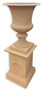 Casa Padrino Barock Vase mit S�ule Beige H. 138 cm - Prunkvolle Gusseisen Blumenvase mit Sockel - Barock Garten Deko - Barock Terrassen Deko - Barock Deko Accessoires 