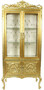 Casa Padrino Barock Vitrine Gold / Cremefarben 100 x 40 x H. 170 cm - Prunkvoller Barock Vitrinenschrank mit 2 Glast�ren wundersch�nen Verzierungen und Glitzersteinen