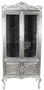 Casa Padrino Barock Vitrine Silber / Schwarz 100 x 40 x H. 170 cm - Prunkvoller Barock Vitrinenschrank mit 2 Glast�ren wundersch�nen Verzierungen und Glitzersteinen