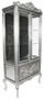 Casa Padrino Barock Vitrine Silber / Schwarz 100 x 40 x H. 170 cm - Prunkvoller Barock Vitrinenschrank mit 2 Glast�ren wundersch�nen Verzierungen und Glitzersteinen