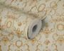 Casa Padrino Barock Vliestapete Beige / Creme / Gold - Barockstil Wohnzimmer Tapete mit elegantem Muster - Barock Deko Accessoires