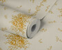 Casa Padrino Barock Vliestapete Cremefarben / Beige / Gold - Barockstil Wohnzimmer Tapete mit elegantem Blumenmuster - Barock Wanddeko