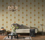 Casa Padrino Barock Vliestapete Beige / Gr�n / Rot - Barockstil Wohnzimmer Tapete mit elegantem Blumenmuster - Barock Wanddeko