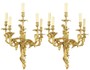 Casa Padrino Barock Wandkerzenleuchter Set Gold 45 x 25 x H. 70 cm - Prunkvolle Wandleuchten aus vergoldeter Bronze - Barock Wanddeko 