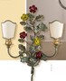 Casa Padrino Barock Wandleuchte Blumenbunt B. 40 x T. 60 cm 2-flammig - Handgefertigte Leuchte aus Italien - Barock Leuchten 