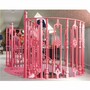 Casa Padrino Barock Wendeltreppe / Spiraltreppe mit Gel�nder rechte Seite Rosa H. 240 cm