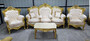 Casa Padrino Barock Wohnzimmer Set Creme Muster / Gold - 1 Barock Sofa & 2 Barock Sessel - Wohnzimmer M�bel im Barockstil - Barock M�bel - Barock Wohnzimmer Einrichtung 