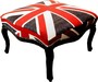 Casa Padrino Barock Hocker Union Jack / Schwarz 68 x 68 x H 39.5 cm - Hocker Englische Flagge - Antik Stil England 