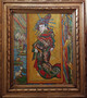 Vintage �l Gem�lde nach Vincent van Gogh Cortesan Japanese Woman 83.5 x 73.5 cm - Authentisches Antik Gem�lde nach Original - Handgemalt