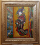 Vintage �l Gem�lde nach Vincent van Gogh Cortesan Japanese Woman 83.5 x 73.5 cm - Authentisches Antik Gem�lde nach Original - Handgemalt
