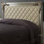 Casa Padrino Luxus Barock Bett-Kopfteil mit Kunstleder Antik Silber / Antik Gold / Elfenbeinfarben 210 x 12 x H. 140 cm - Barock Schlafzimmer M�bel